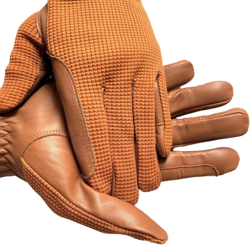 MUSTANG Ladies Horse Riding Women's Gloves Equestrian Real Leather & Cotton Premium Quality in TAN - Image 4